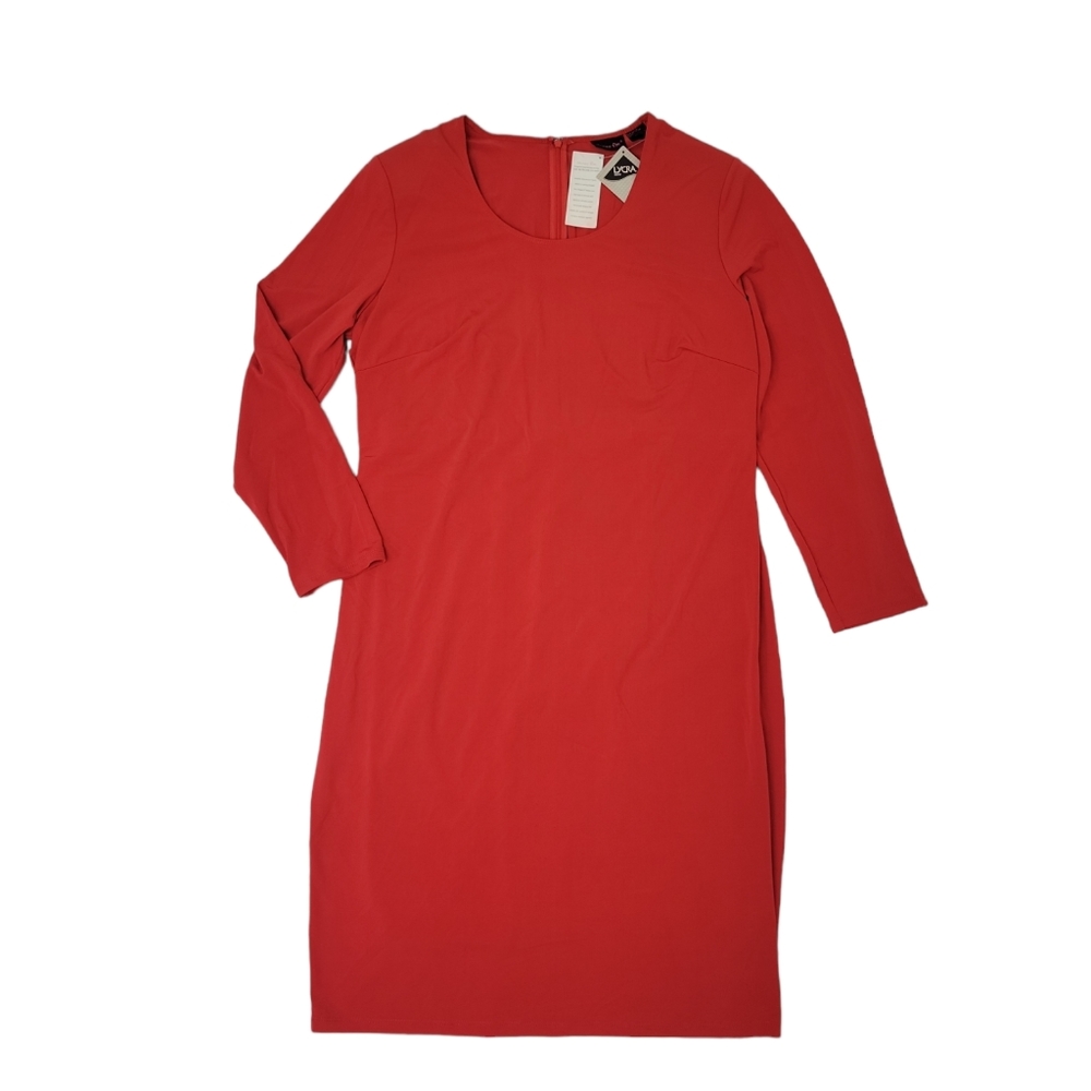 Shape FX 3/4 Sleeve Lycra Shapewear Dress w/ Should Pads, Red